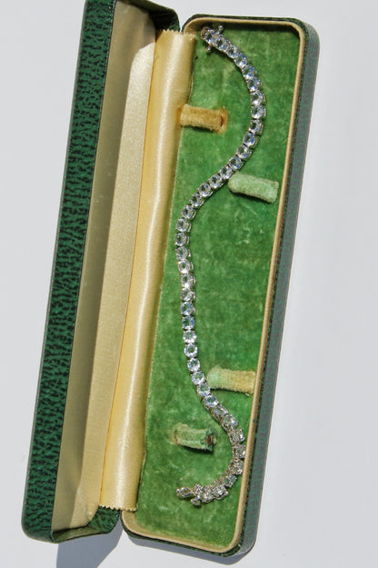 Aquamarine Tennis Bracelet, 7.8 Carats 925 Sterling Silver