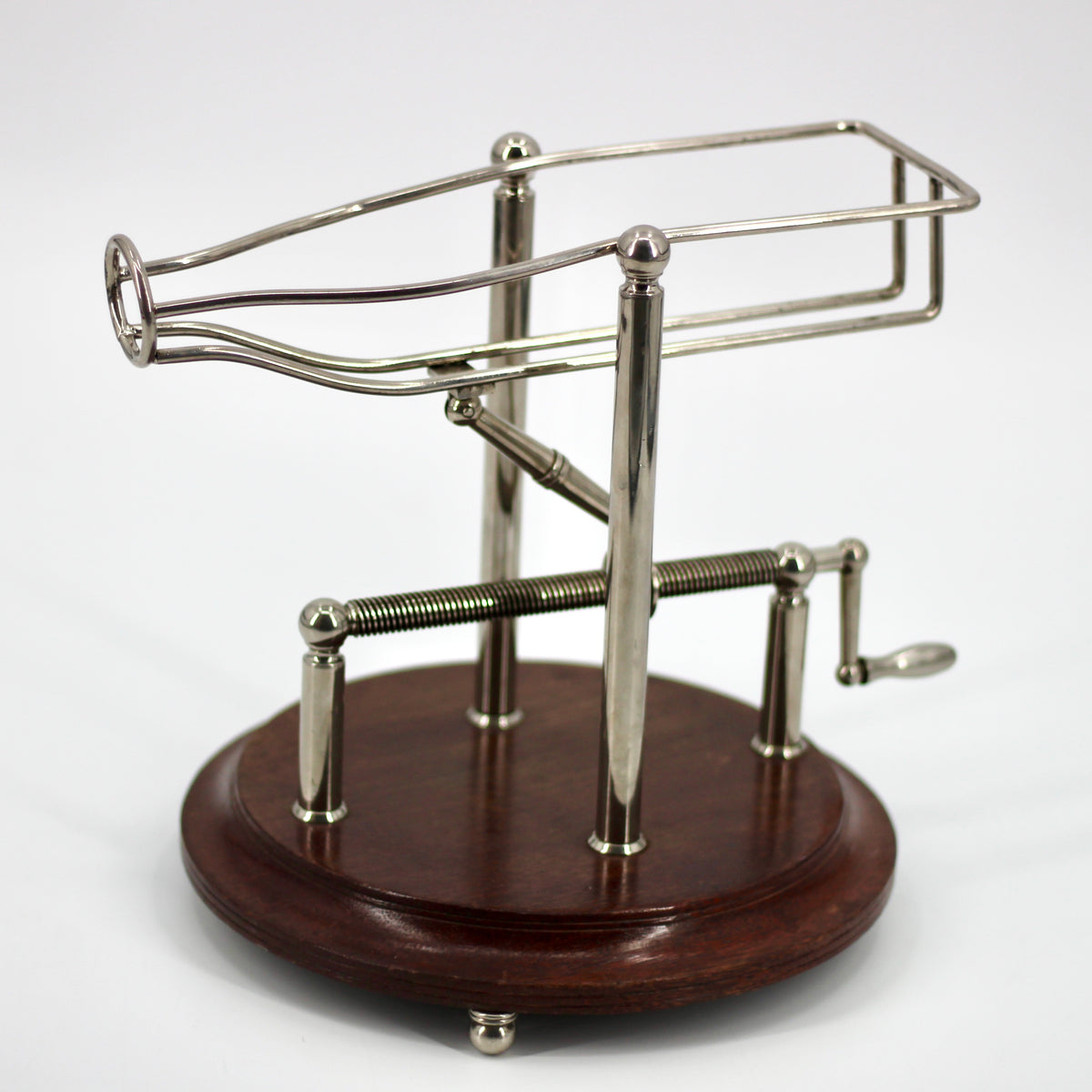 Antique Adjustable Cradle Silver & Wood Wine Decanter- Professionally Restored