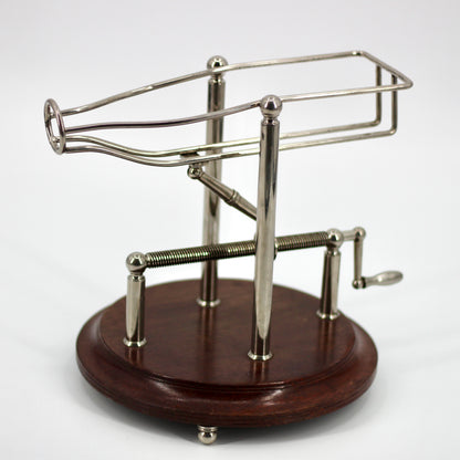 Antique Adjustable Cradle Silver & Wood Wine Decanter- Professionally Restored
