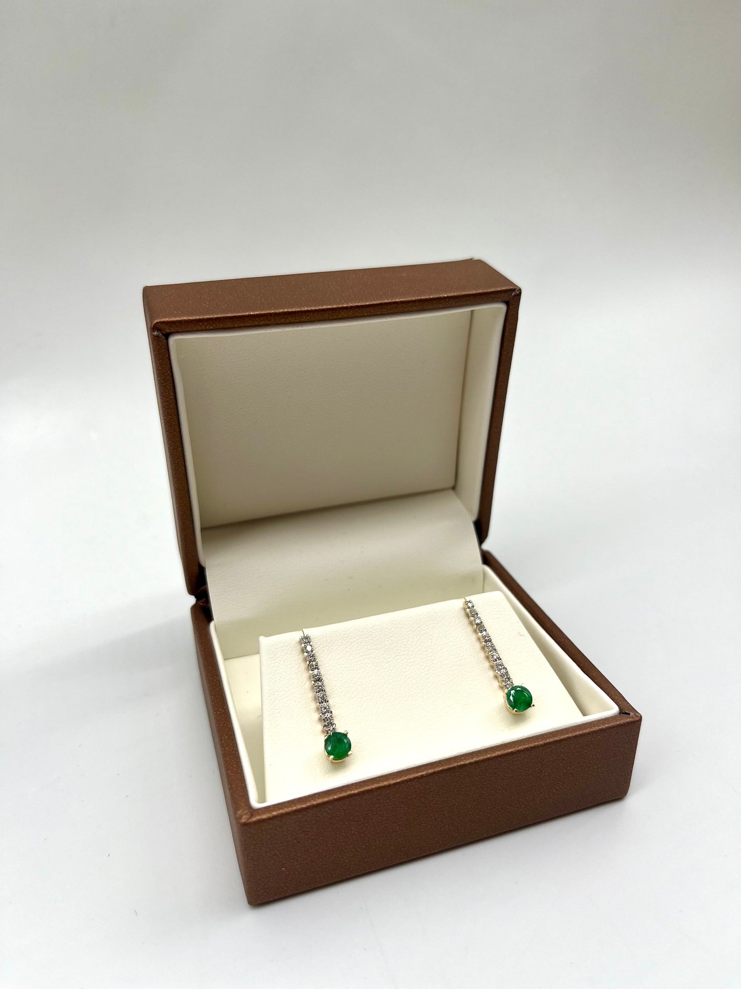 Emerald & Diamond Drop Earrings, 1.01 CTW 14K Gold