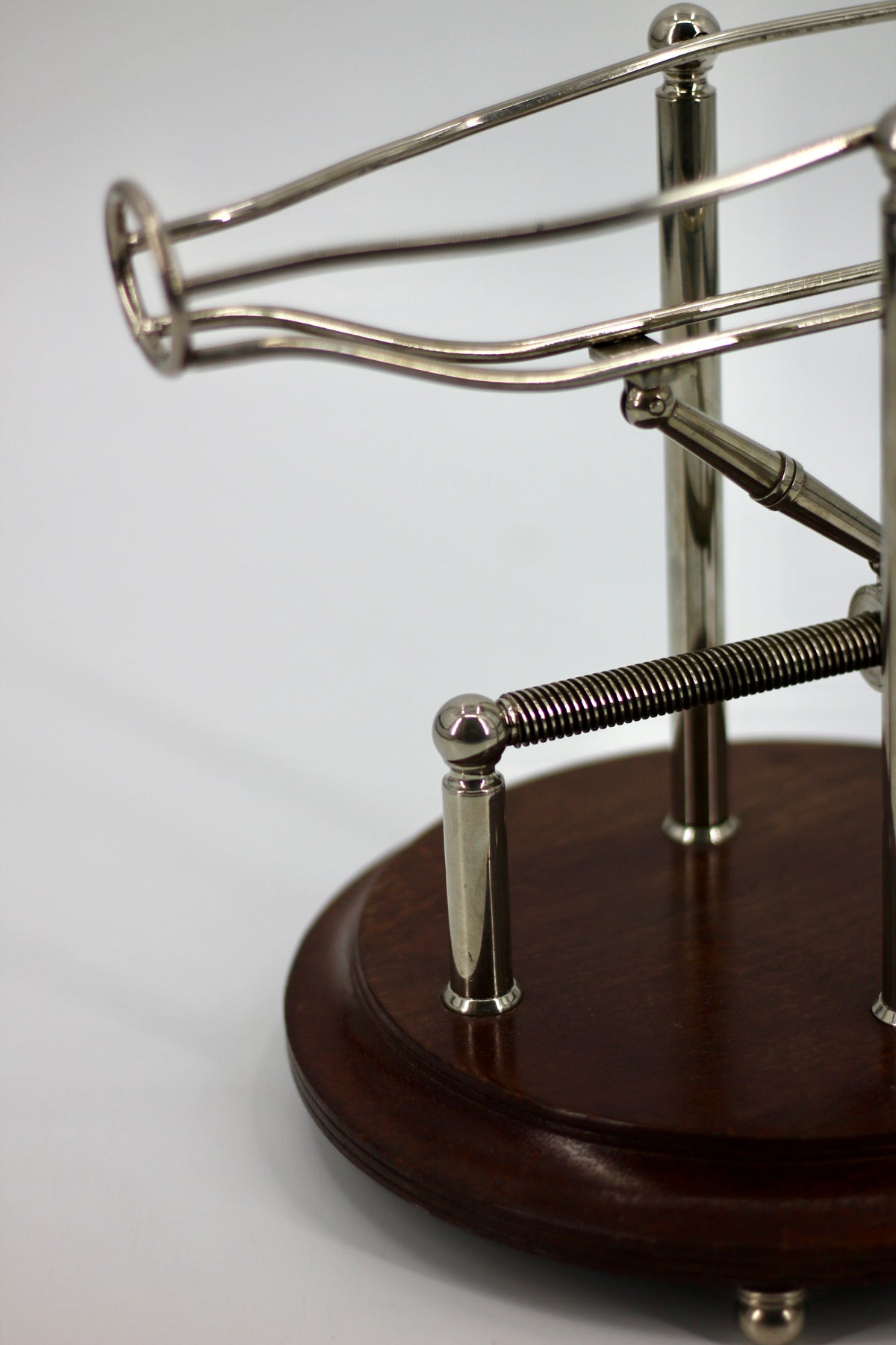 Antique Adjustable Cradle Silver & Wood Wine Decanter- Professionally Restored