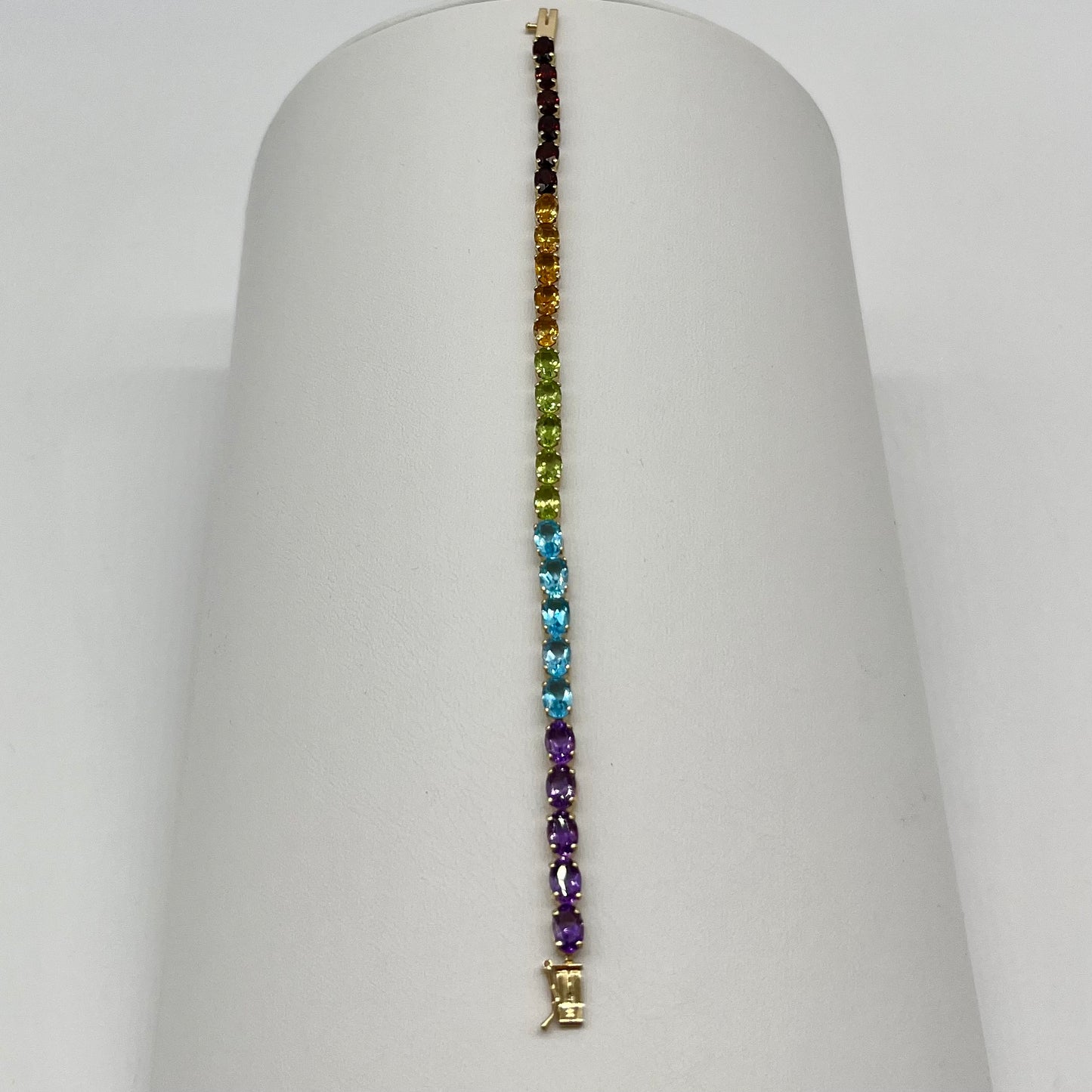 Precious Gemstone 'Rainbow' Tennis Bracelet, 6.75 CTW 14K Gold