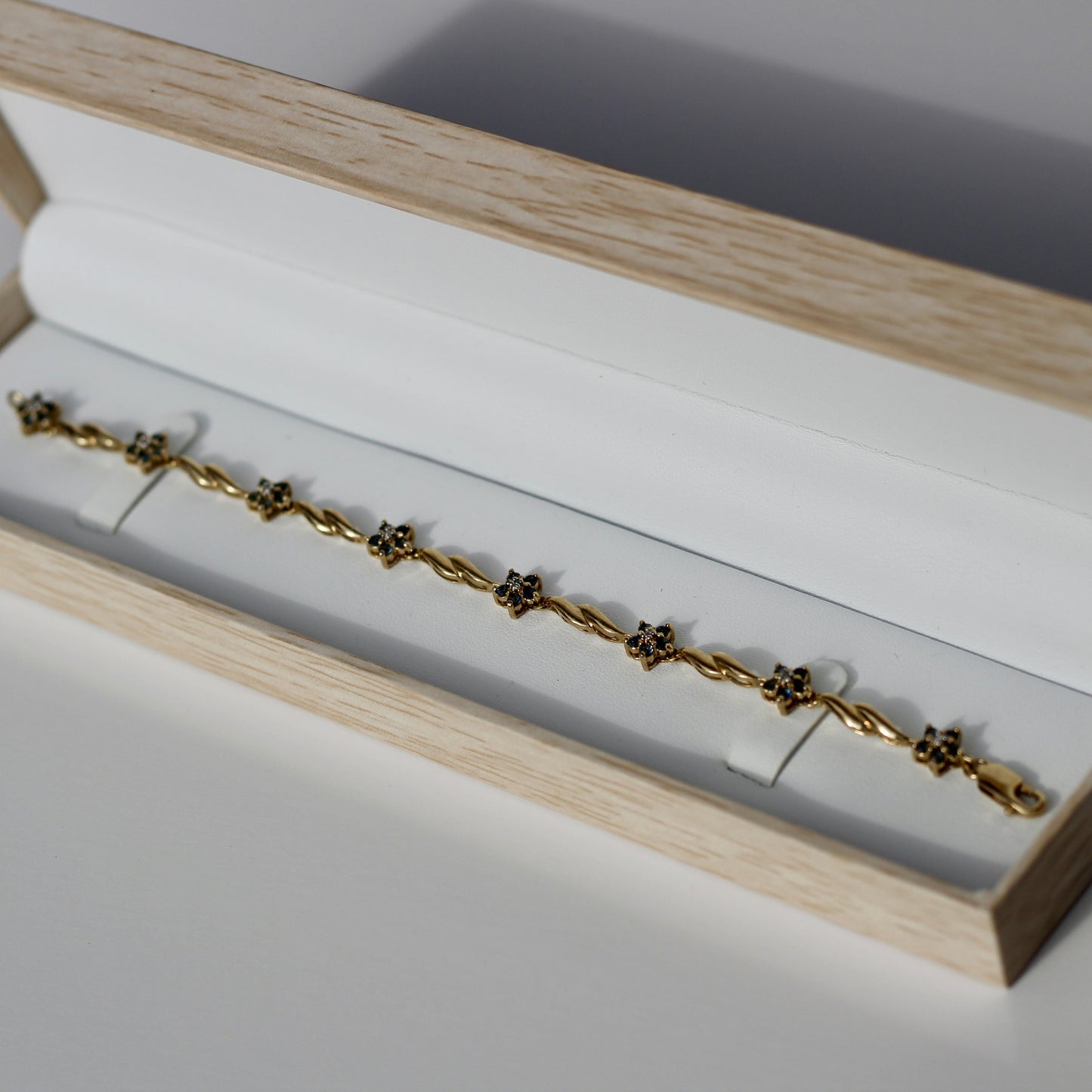 Vintage Sapphire & Diamond Bracelet, 1.67 Carats 14K Vermeil