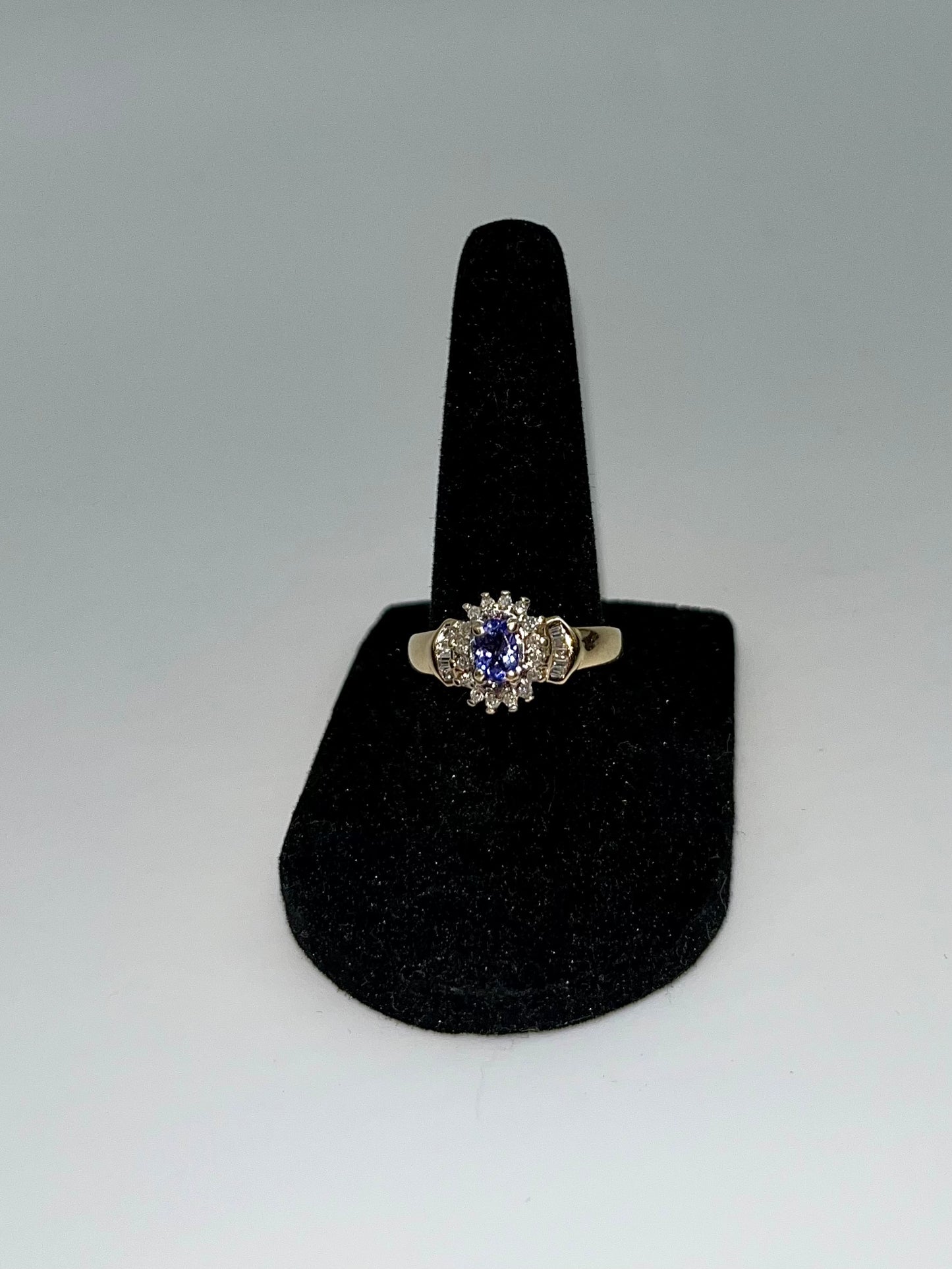 Antique Tanzanite & Diamond Ring, 1 CTW 10K Gold