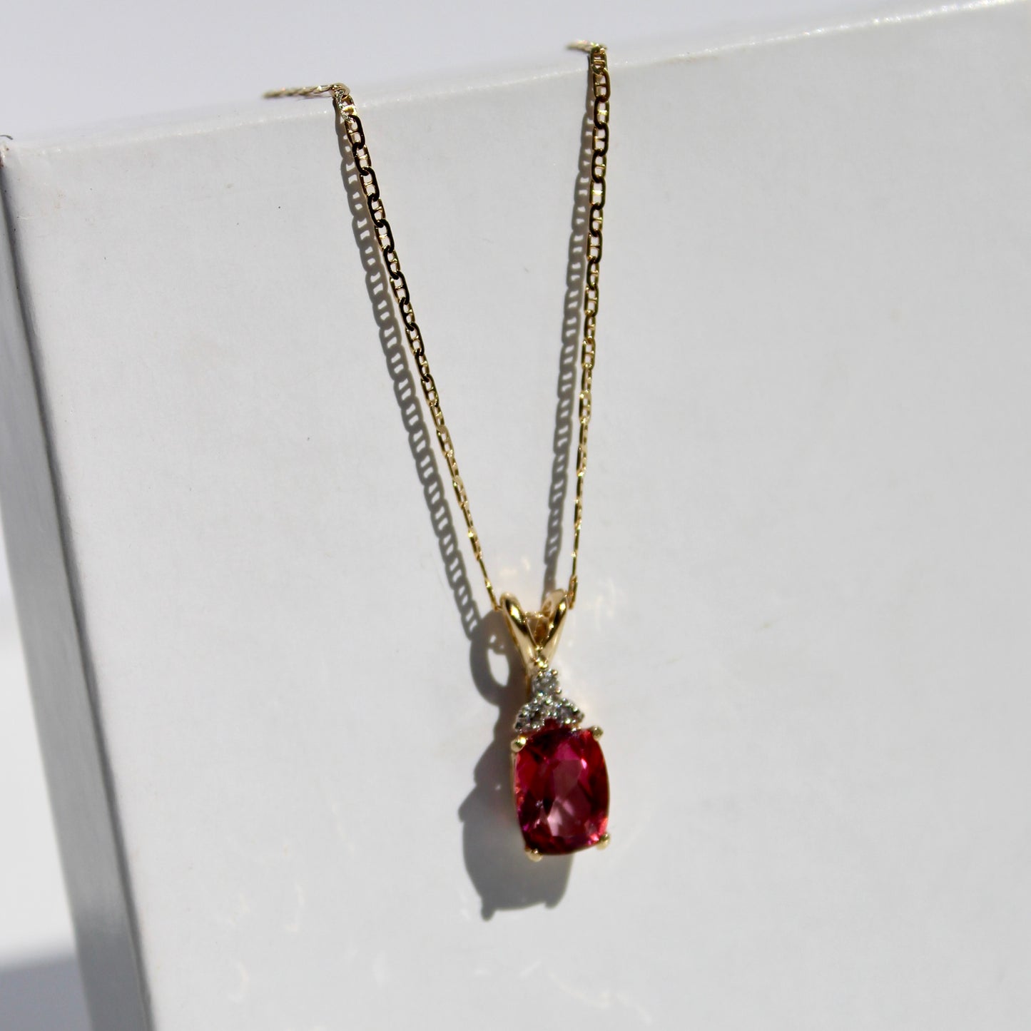 Madagascar Pink Tourmaline & Diamond Necklace, 1.47 Carats 14K Gold