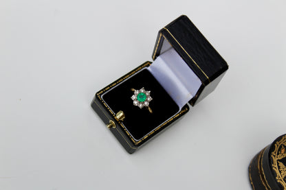Emerald & Diamond Floral Cocktail Ring, 0.75 CTW 18K Gold/Platinum
