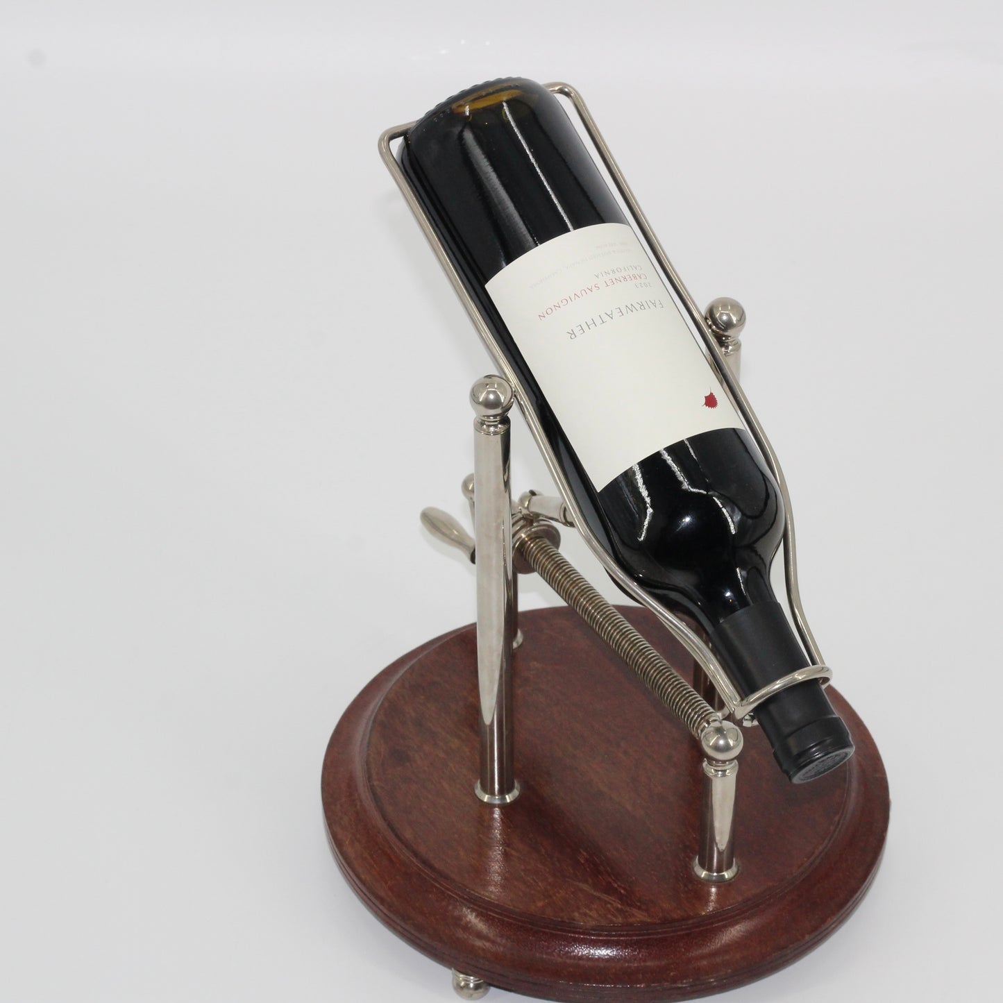 Antique Adjustable Cradle Silver & Wood Wine Decanter- Professionally Restored