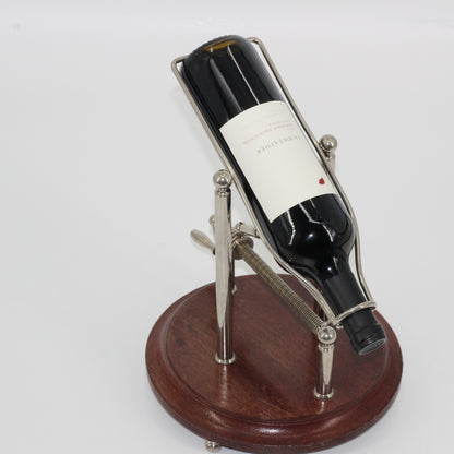 Antique Adjustable Cradle Silver & Wood Wine Decanter- Professionally Restored