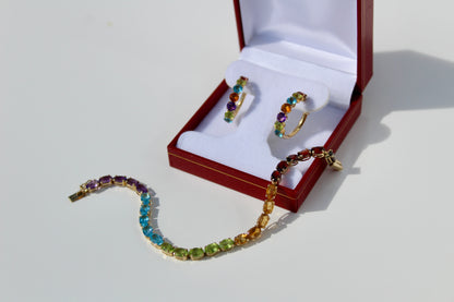 Precious Gemstone ‘Rainbow’ Set, 10 Carats 14K Gold