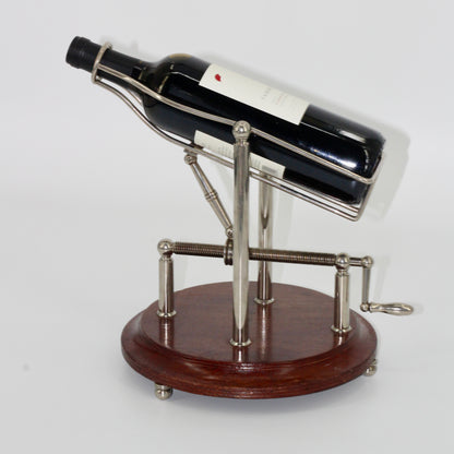Antique Adjustable Cradle Silver & Wood Wine Decanter- Professionally Restored