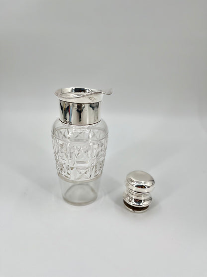 Edwardian 1902 Sterling Silver & Bohemian Cut Crystal Cocktail Shaker by JB Chatterley & Sons Ltd.
