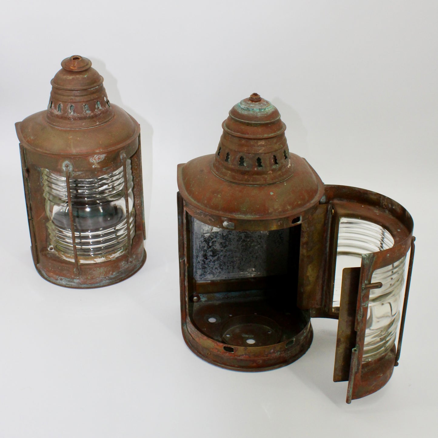 Copper Perko De-Lite Ship's Lantern-Early Pair