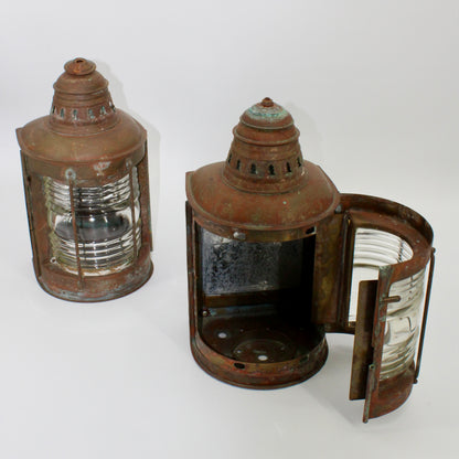Copper Perko De-Lite Ship's Lantern-Early Pair