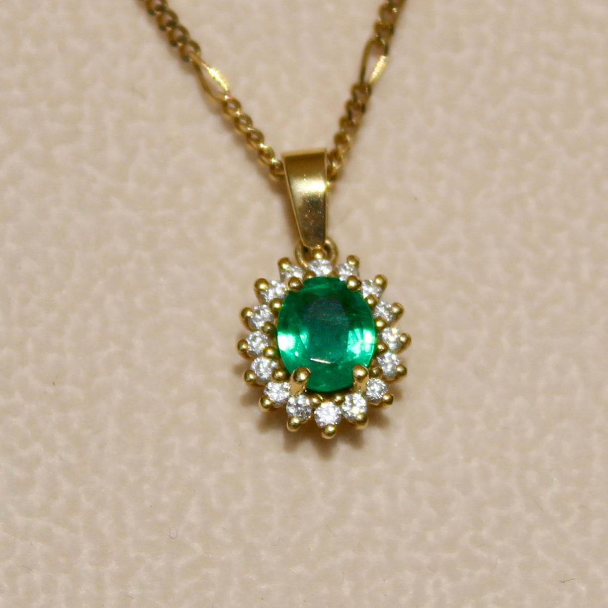 Emerald & Diamond Pendant, 0.83 CTW 18K Gold