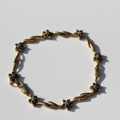 Vintage Sapphire & Diamond Bracelet, 1.67 Carats 14K Vermeil