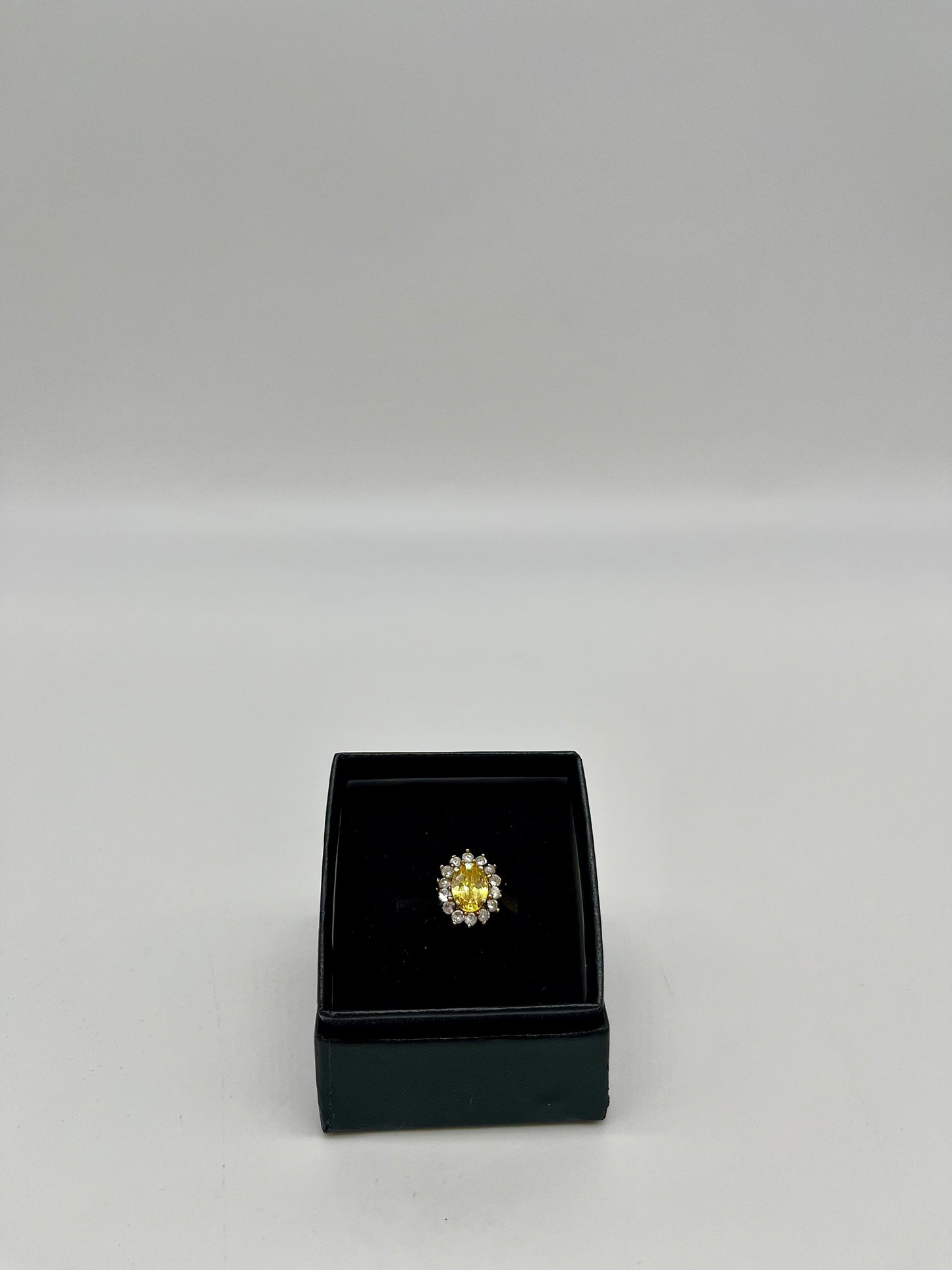 Yellow Citrine & White Topaz Ring, 2 CTW 10K Gold