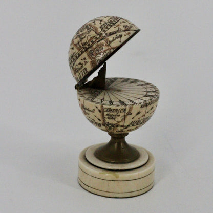 19th Century Miniature Ivory Terrestrial Globe & Sundial