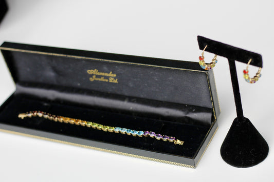 Precious Gemstone 'Rainbow' Tennis Bracelet, 6.75 CTW 14K Gold