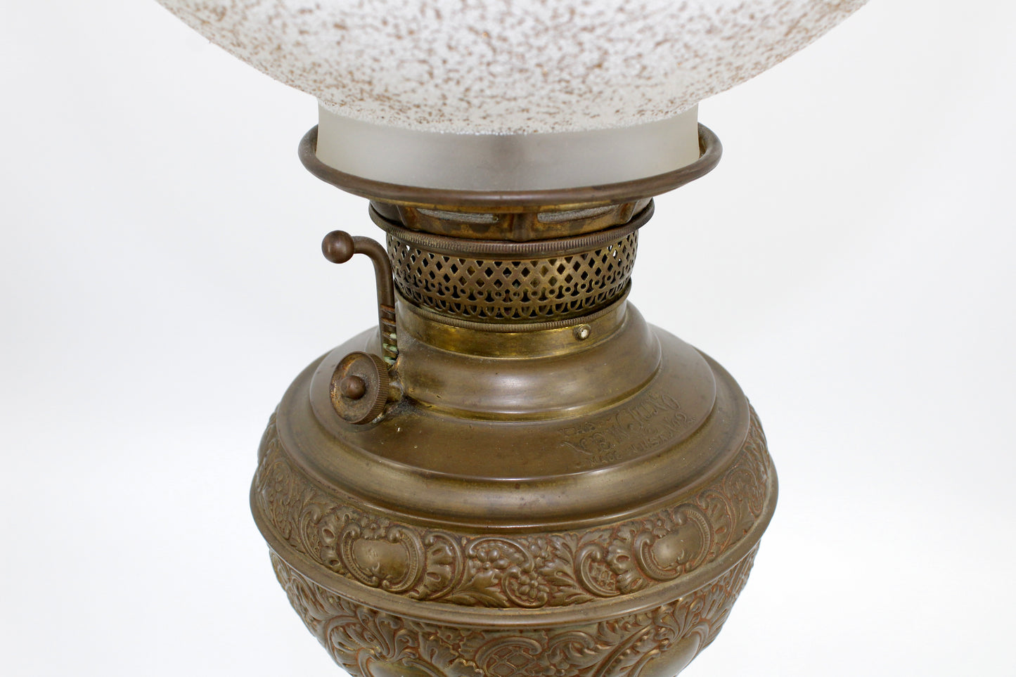 1895 Monography Gilded Crystal Globe Banquet Lamp by Edward Miller