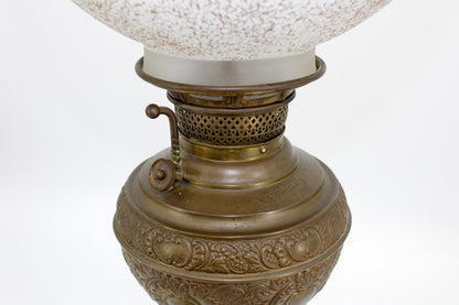1895 Monography Gilded Crystal Globe Banquet Lamp by Edward Miller