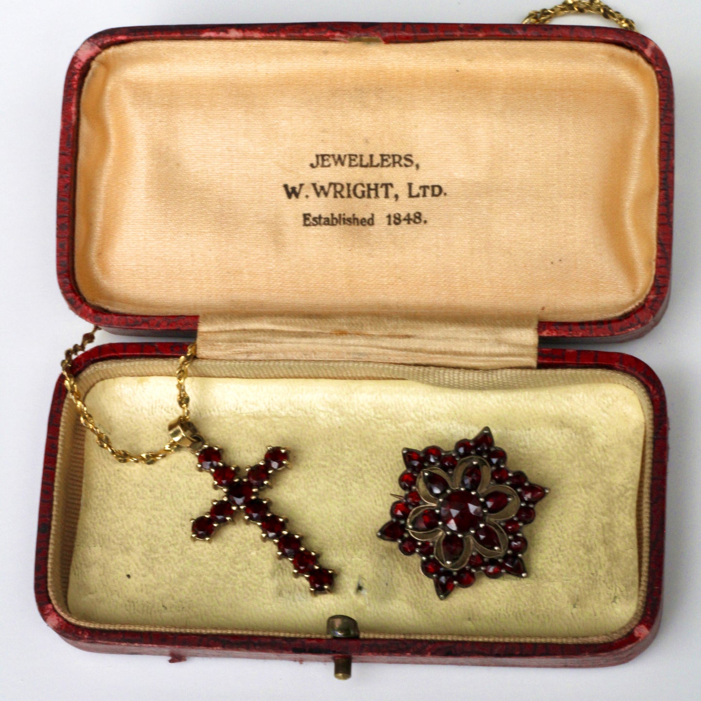 1859 Victorian Garnet Brooch, 4.5 Carats 14K Vermeil 925