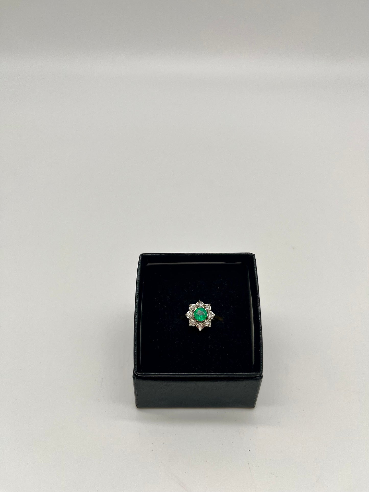 Emerald & Diamond Floral Cocktail Ring, 0.75 CTW 18K Gold/Platinum