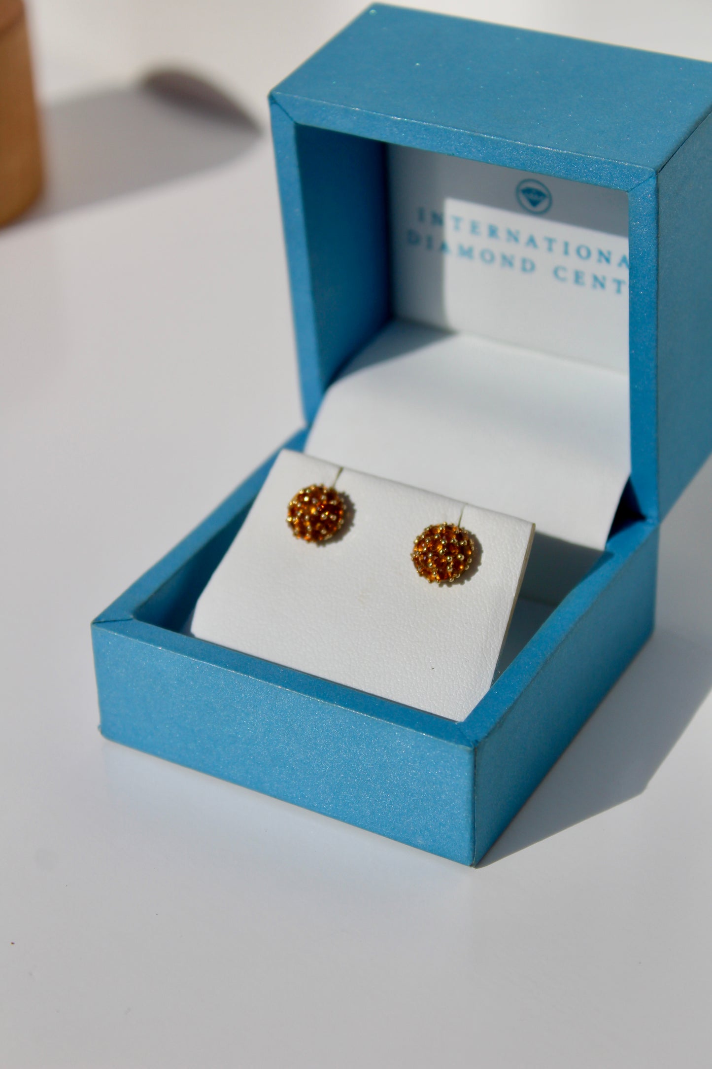 Citrine Cluster Stud Earrings, 1 Carat 18K Gold
