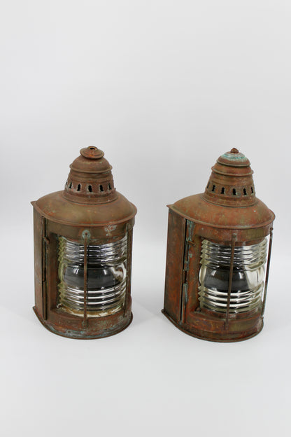 Copper Perko De-Lite Ship's Lantern-Early Pair