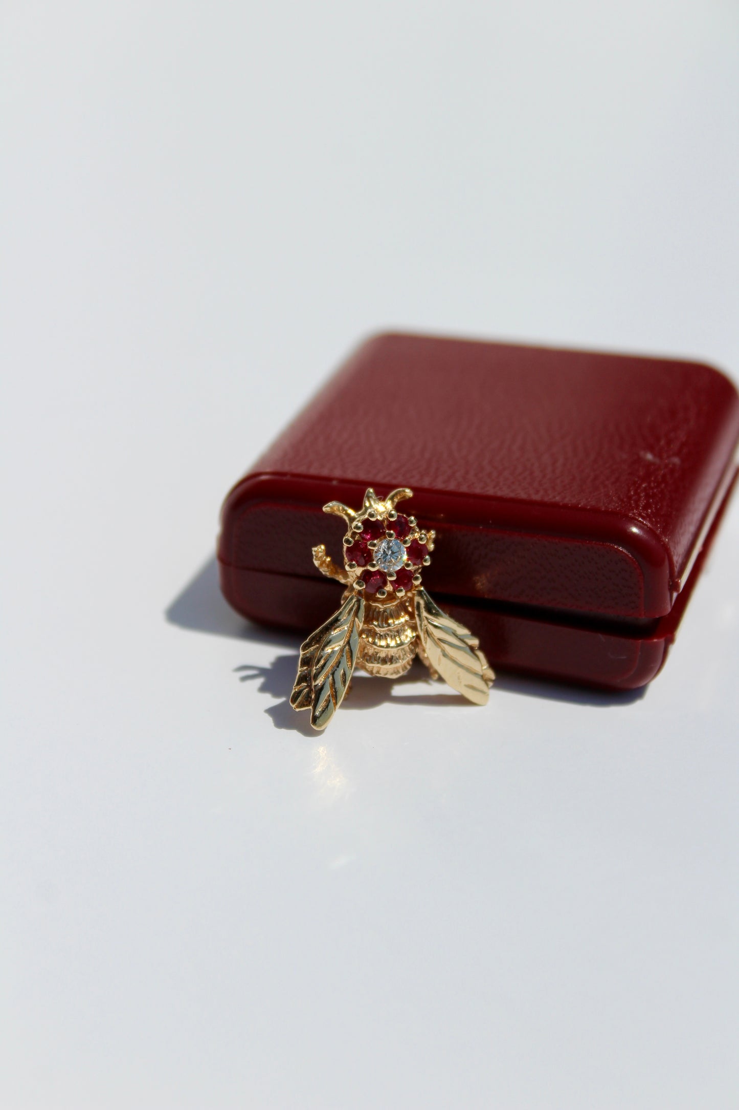 Ruby & Diamond Bee Pendant, 0.52 Carat 18K Gold