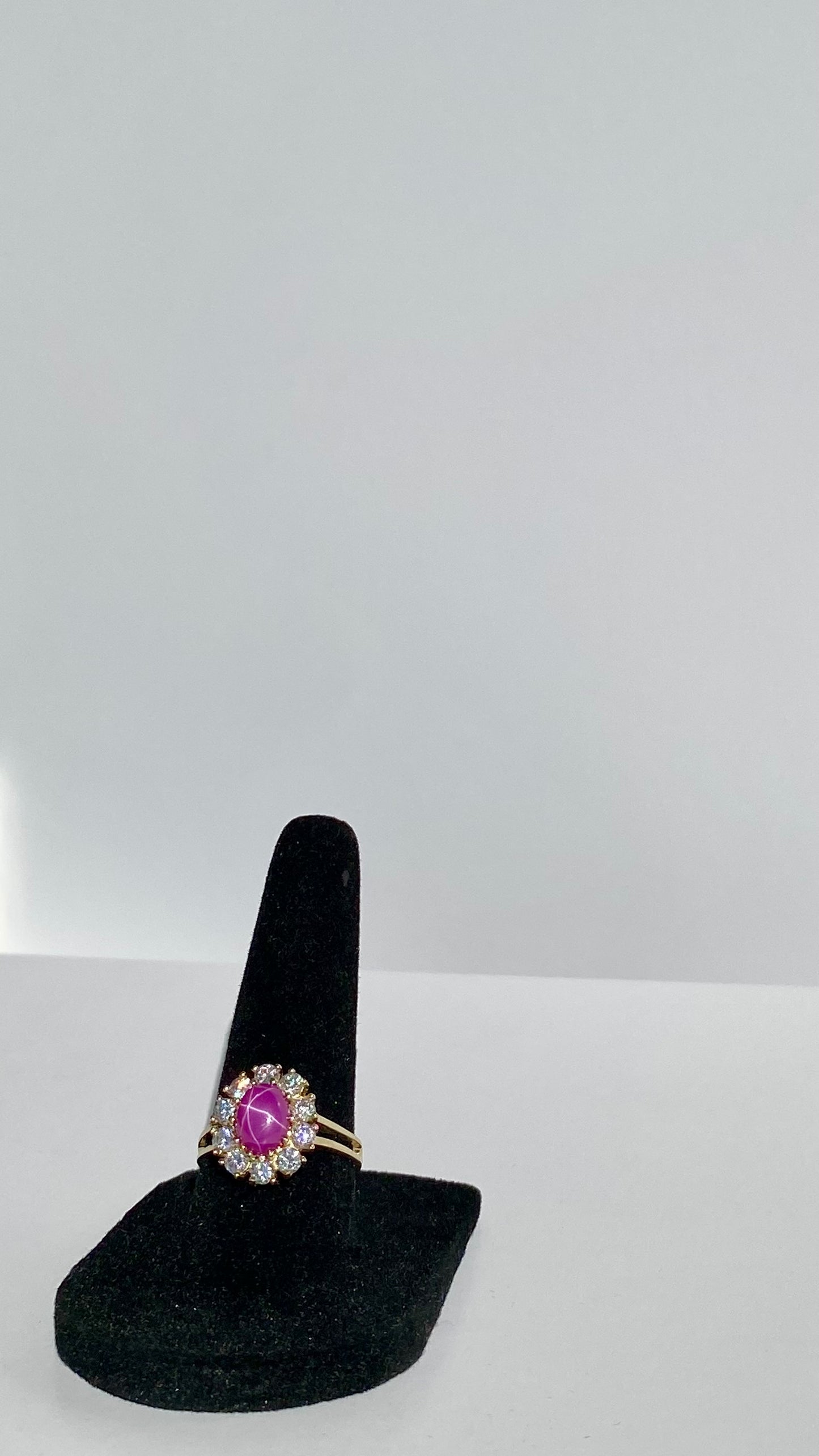 Bague en or 14 carats avec cabochon en rubis étoilé et spinelle, 3 carats