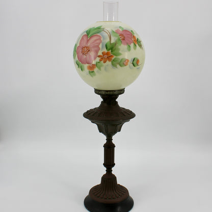 1890's English Duplex Banquet Lamp (Hand-Painted Globe Shade)