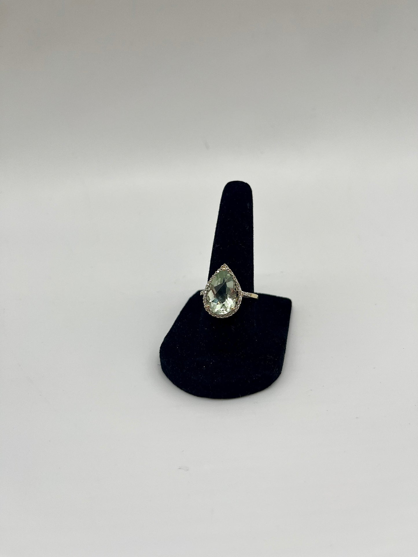 Prasiolite & Diamond Halo Cocktail Ring, 5.7 CTW 10K Gold