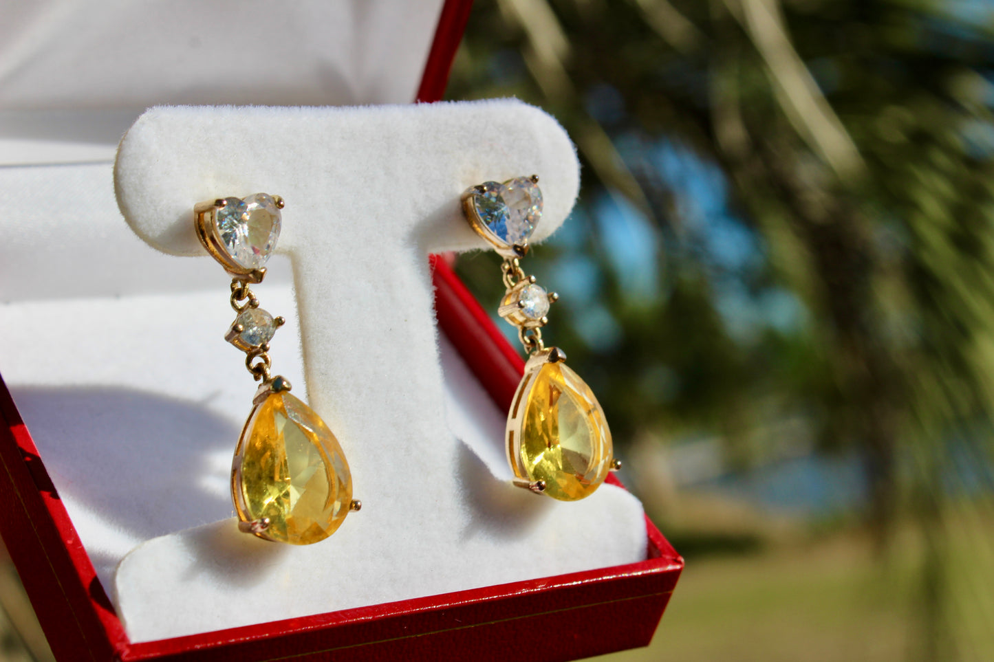 Citrine & Burmese Spinel Drop Earrings, 12 Carats 14K Vermeil