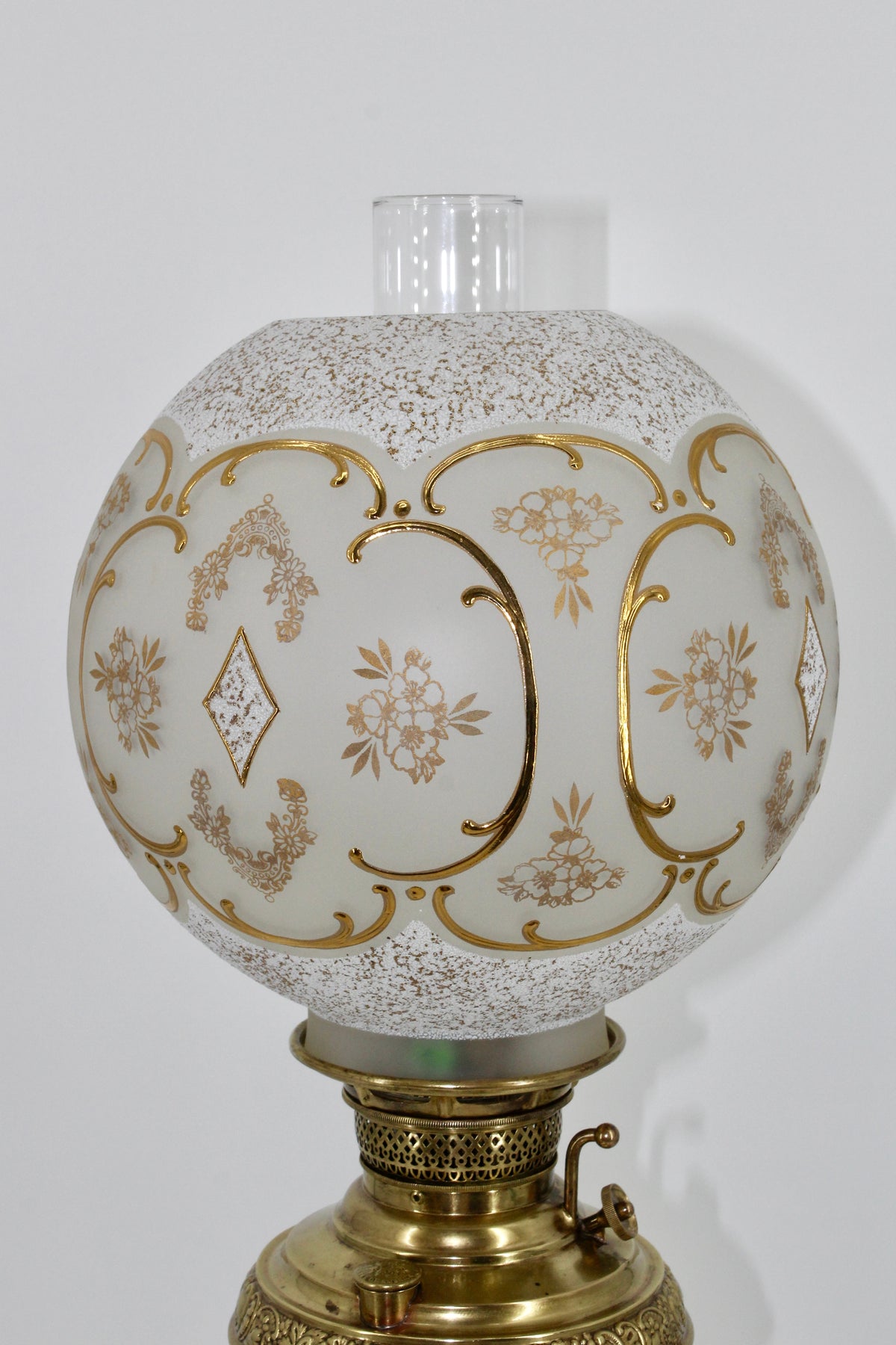 1895 Gilded Crystal Corinthian Banquet Lamp by Edward Miller