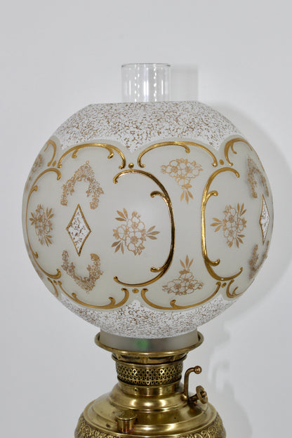 1895 Gilded Crystal Corinthian Banquet Lamp by Edward Miller