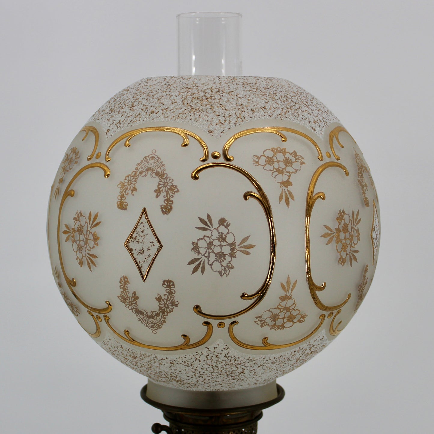 1895 Monography Gilded Crystal Globe Banquet Lamp by Edward Miller