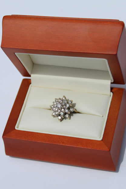 1940's Brutalist Diamond Cluster Ring, 2.82 Carats 14K Gold