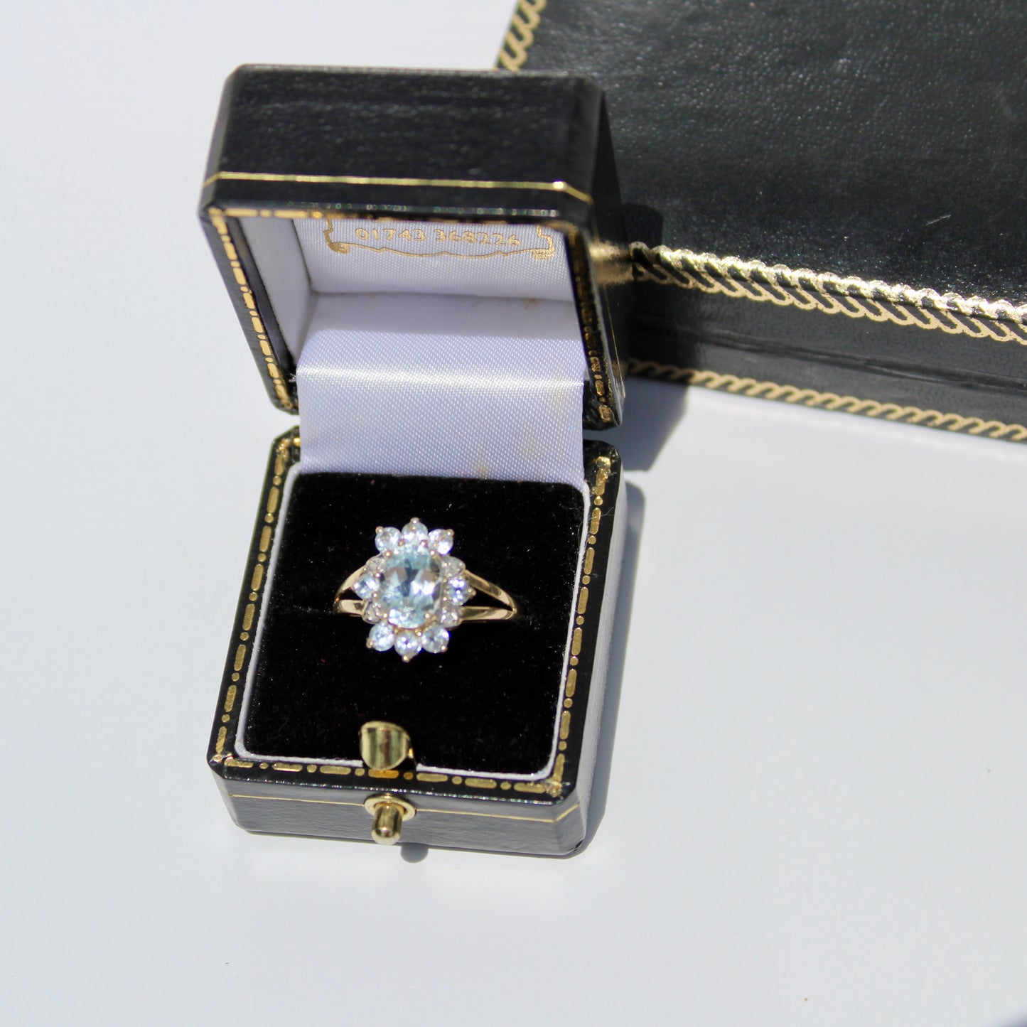 Aquamarine & Diamond Floral Cocktail Ring, 1.8 Carats 14K Gold