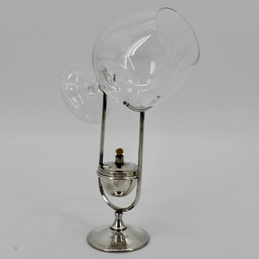 Midcentury Italian Silver & Crystal Brandy Warmer