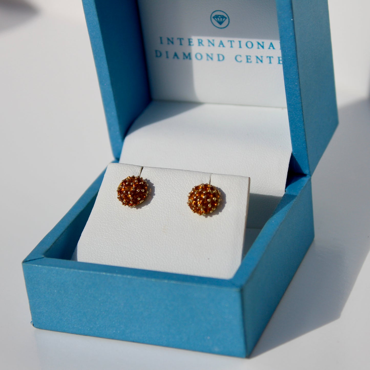 Citrine Cluster Stud Earrings, 1 Carat 18K Gold