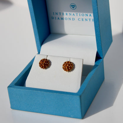 Citrine Cluster Stud Earrings, 1 Carat 18K Gold