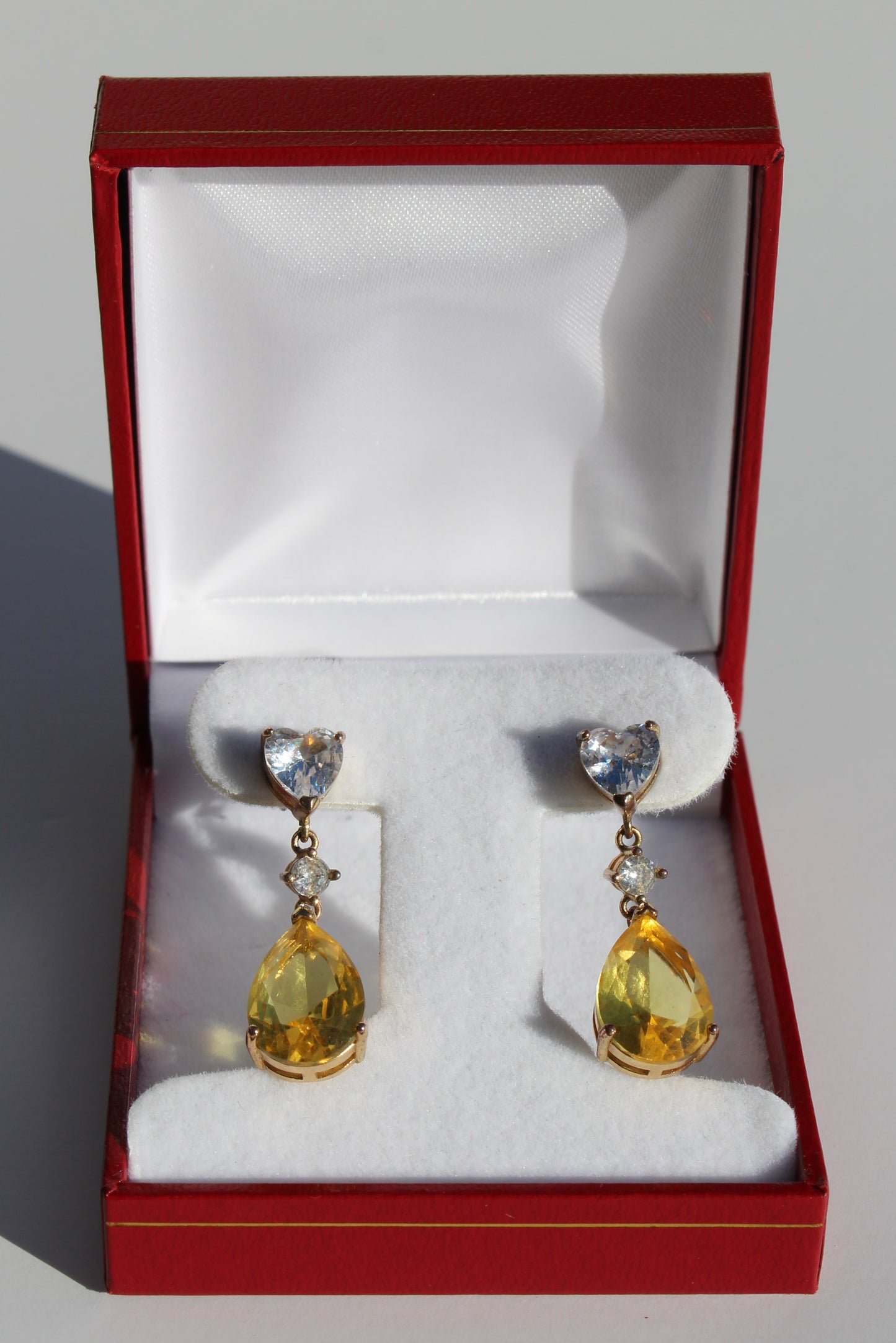 Citrine & Burmese Spinel Drop Earrings, 12 Carats 14K Vermeil