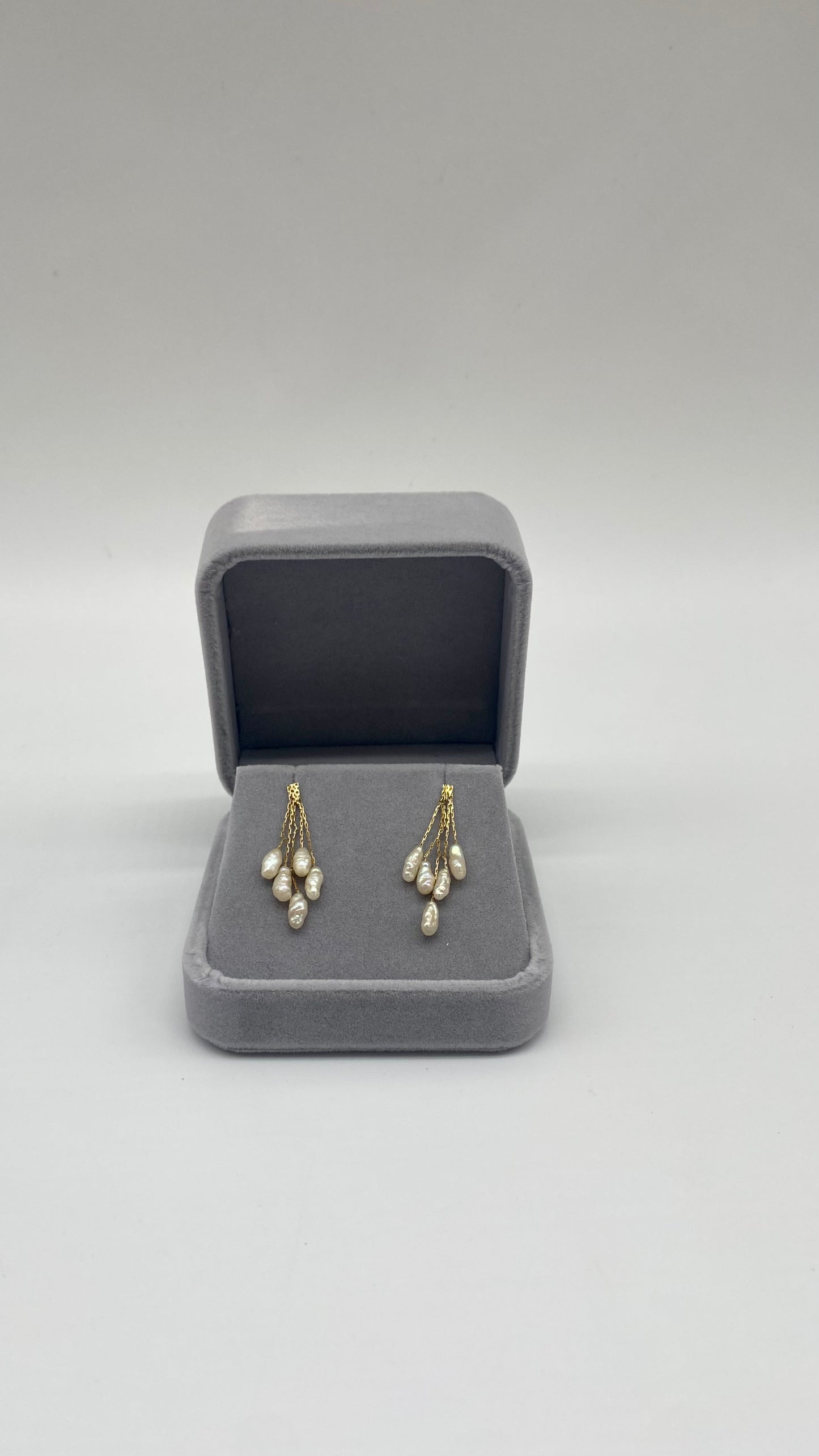 Baroque Pearl Cluster Drop Earrings, 3.75mm 14K Gold