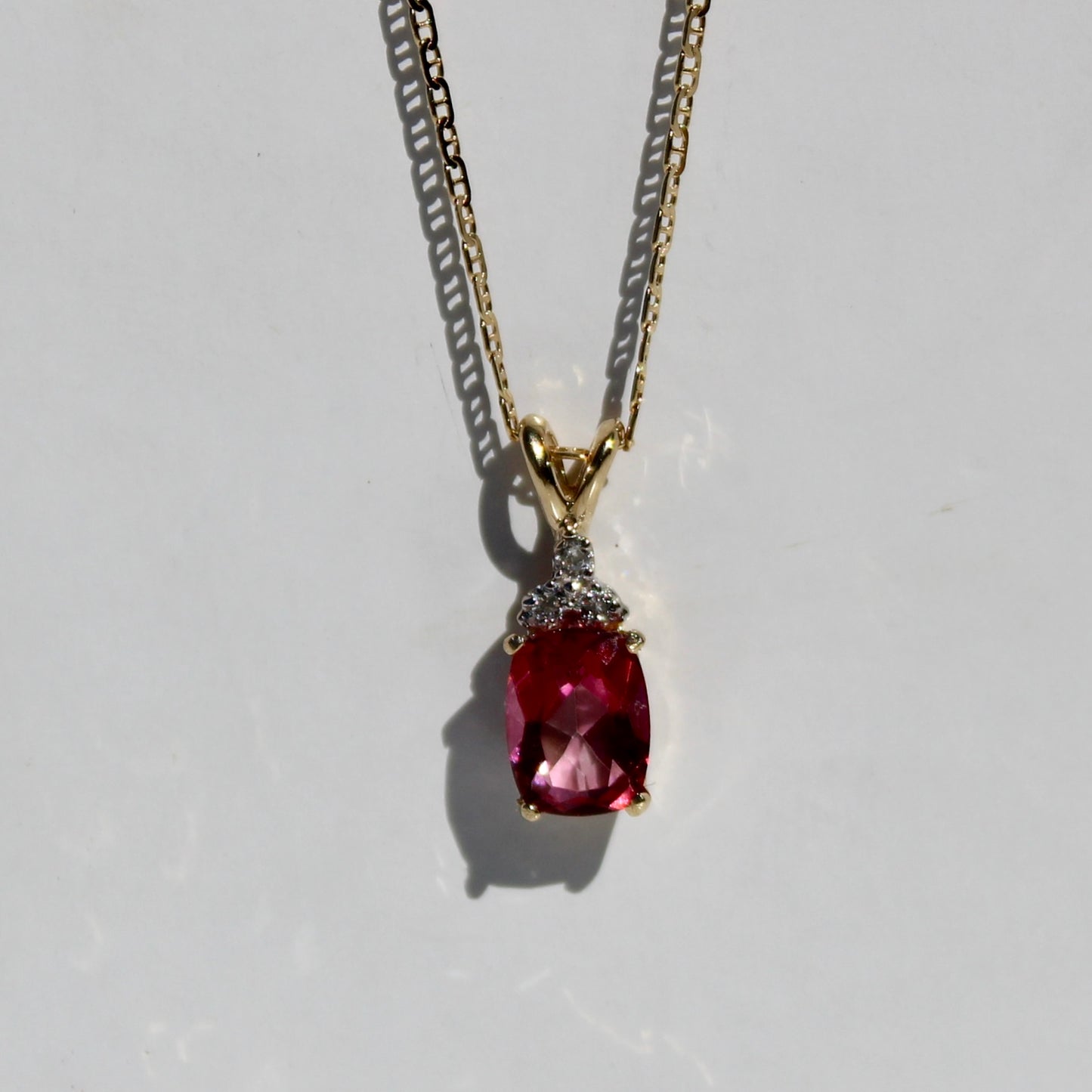 Madagascar Pink Tourmaline & Diamond Necklace, 1.47 Carats 14K Gold