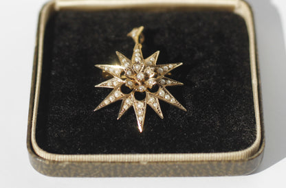 Antique Seed Pearl Pendant & Brooch, 9K Gold