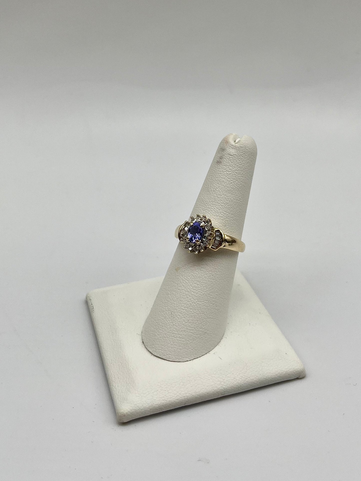 Antique Tanzanite & Diamond Ring, 1 CTW 10K Gold