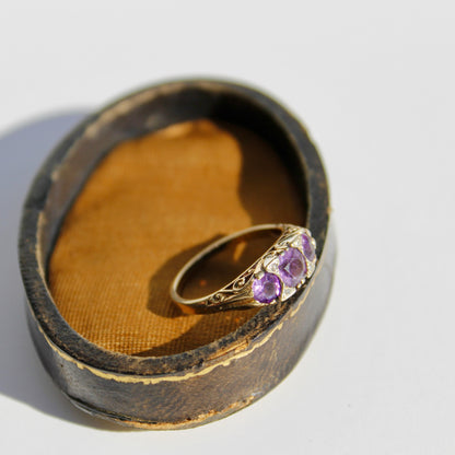 Amethyst & Diamond Ring, 1 Carat 14K Gold