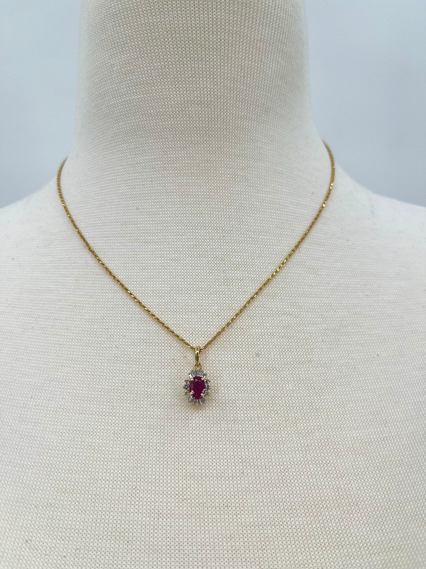 Antique Ruby & Diamond Halo Pendant, 1.53 CTW 14K Gold