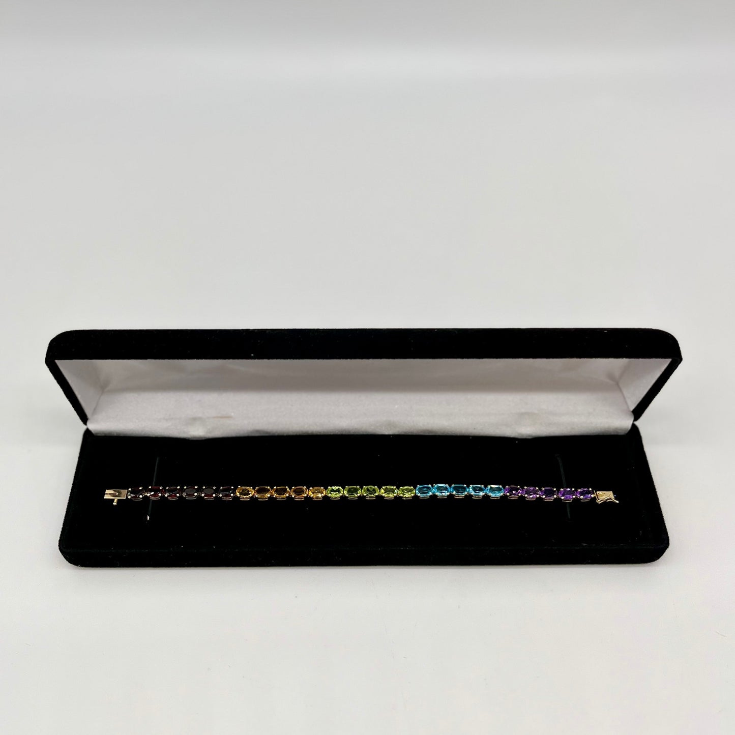 Precious Gemstone 'Rainbow' Tennis Bracelet, 6.75 CTW 14K Gold