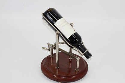 Antique Adjustable Cradle Silver & Wood Wine Decanter- Professionally Restored